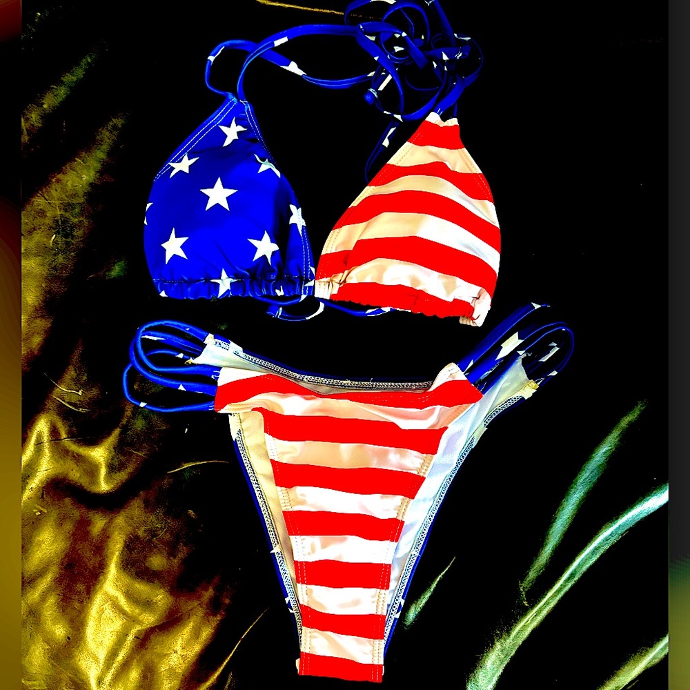 Brand new. American Flag String Bikini sz M.